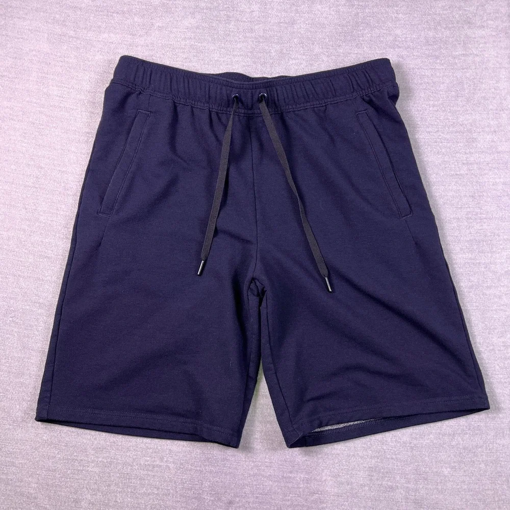 All In Motion Athletic Knit Drawstring Mid Rise Shorts Mens Medium Navy Blue